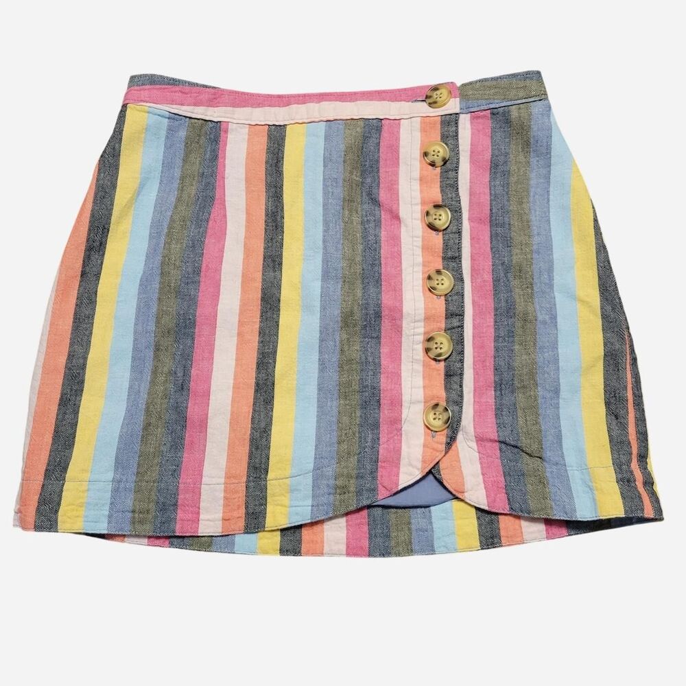 Abercrombie & Fitch Cotton Linen Stripe Button Mini Skirt Summer